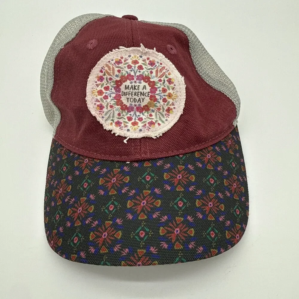 Natural Life Trucker Hat Embroidered Colorful Boho Floral Hippie